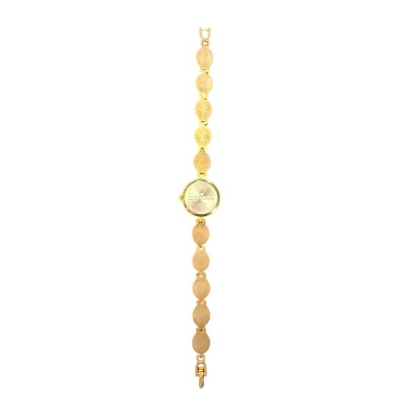 Bonjour Wristwatch Round White Face Gold Toned Colorful Pastel Bracelet Band - Picture 3 of 5